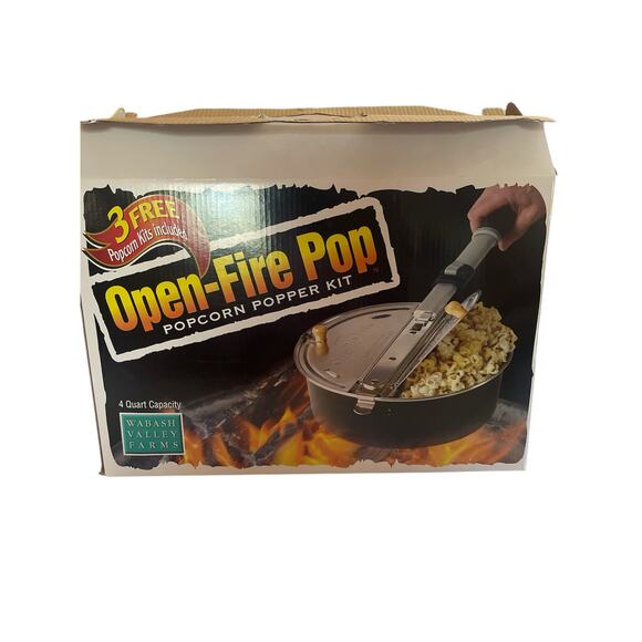 New Wabash Valley Farms 4 Quart Open Fire Outdoor Popcorn Popper - Picture 1 of 13